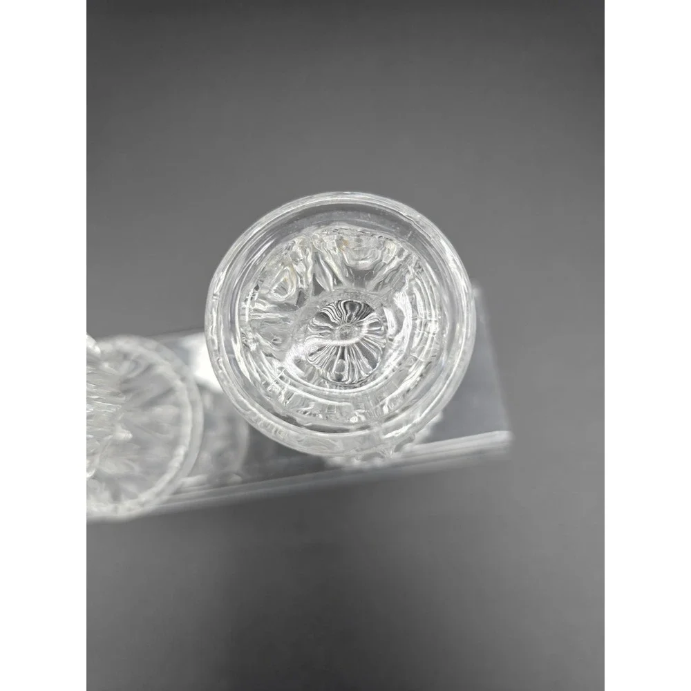 Set Of 2‎ VINTAGE PRESSED GLASS CLEAR DIAMOND CUT TOOTHPICK HOLDERS